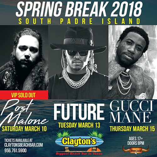 @PostMalone, @1Future, & @Gucci1017 are taking over Texas for Spring Break.. @southpadretex @bigneechi